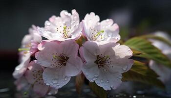 Close up of a fresh pink orchid blossom in nature beauty generated by AI photo