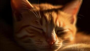 linda gatito descansando, curioso con blandura en sus hermosa ojos generado por ai foto