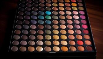 Multi colored eyeshadow palette in a vibrant collection generated by AI photo