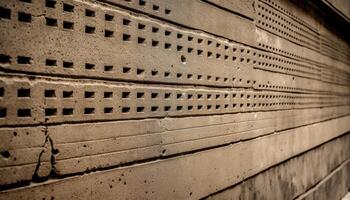 Old building feature with rusty metal door and weathered brick wall generated by AI photo