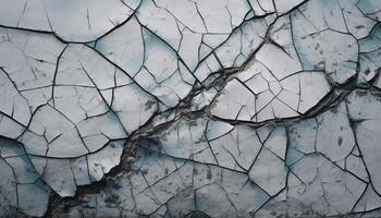 Blue abstract pattern on old dirty wall, nature damaged backdrop generated by AI photo