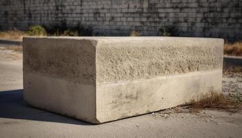 Dirty concrete wall, old building feature, surrounded by nature generated by AI photo