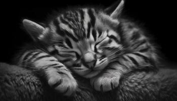 Cute kitten with striped fur, playful and fluffy generated by AI photo