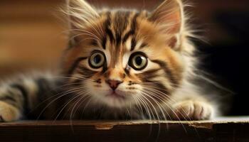 linda gatito, Doméstico gato, juguetón, curioso, esponjoso, pequeño generado por ai foto