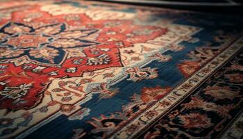 Turkish carpet, Persian rug, woven tapestry a cultural masterpiece generated by AI photo