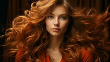 Beautiful women with long, curly hair exude elegance and sensuality generated by AI photo