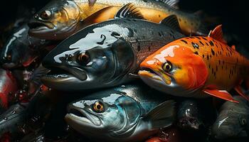 Fish in nature, underwater, close up Sea life, animals swimming Freshness, tropical climate generated by AI photo