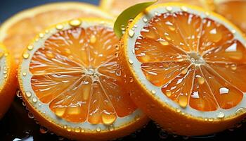 Freshness of citrus fruit, slice of orange, healthy eating, vibrant colors generated by AI photo