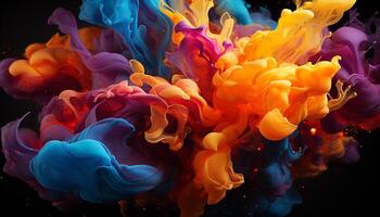 Abstract colors in motion create vibrant underwater fantasy design generated by AI photo