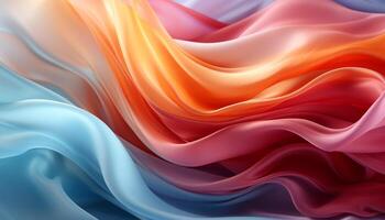 Abstract backdrop with flowing wave pattern in multi colored smooth motion generated by AI photo