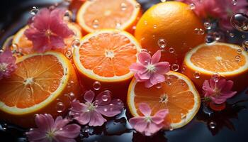 Freshness of citrus fruit, nature juicy, vibrant, healthy eating delight generated by AI photo