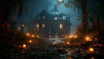 Spooky Halloween night dark horror, mystery, and evil spirits generated by AI photo