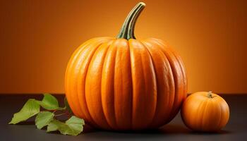 Autumn vibrant colors pumpkin, leaf, gourd, decoration, nature, squash generated by AI photo