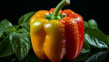 Fresh, organic, healthy eating vibrant green and yellow bell peppers generated by AI photo