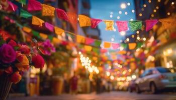 multi de colores celebracion decoración iluminado al aire libre Encendiendo equipo viaje destinos generado por ai foto