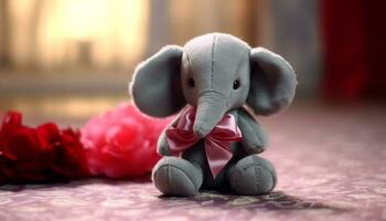 Cute toy elephant, a gift of love for a baby generated by AI photo