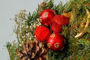 Christmas composition. Wreath of Christmas tree branches photo