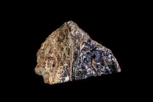 macro Roca fluorita mineral en un negro antecedentes foto