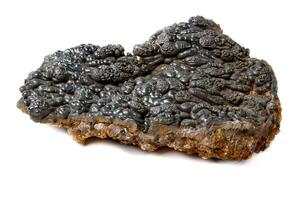 macro mineral hematites Roca en un blanco antecedentes de cerca foto