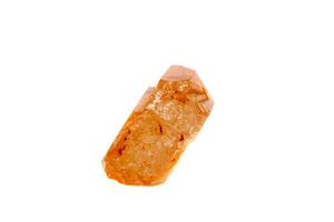 Macro mineral stone Lemurian Crystal a white background photo