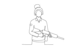 A woman holding a gun vector