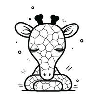 Coloring book for children giraffe. Black and white vector illustration.