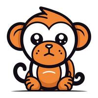 Cute cartoon monkey isolated on a white background. Vector illustration.