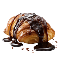 a croissant drizzled with chocolate syrup isolated png