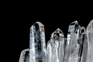 Macro Mineral Stone Rhinestone in Crystals on a Black Background photo