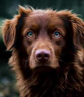 cerca arriba retrato de linda de pura raza canino generado por ai foto