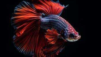 Siamese fighting fish flaunts fiery beauty in aquarium generated by AI photo