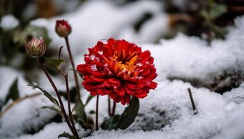 Vibrant dahlia blossoms stand out in meadow generated by AI photo