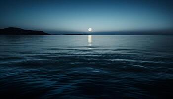 Silhouette of mountains set against moonlit sky generated by AI photo