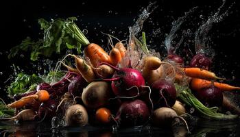 saludable, Fresco vegetal ensalada con orgánico ingredientes generado por ai foto