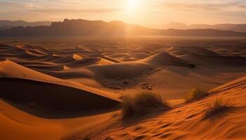 Rippled sand dunes in majestic African landscape generated by AI photo