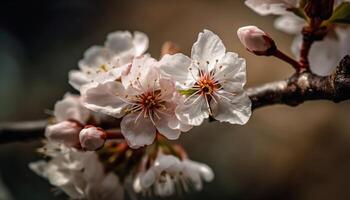 Fresh cherry blossom in bloom, vibrant pink generated by AI photo