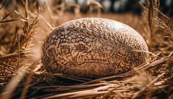 Ripe melon on straw in a rural scene, fresh and healthy generated by AI photo