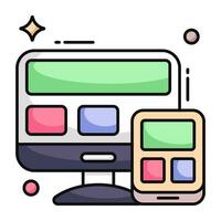A flat design icon of responsive design vector