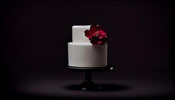 un romántico alumbrado por velas mesa con un soltero flor generado por ai foto