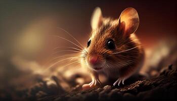 Cute rodent with fluffy fur and whiskers generated by AI photo