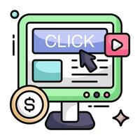 icono de diseño plano conceptual de pago por clic vector