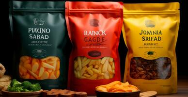 Packaging of various food, eco products - AI generated image photo