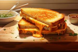 Grilled Cheese Sandwiches. AI Generative photo