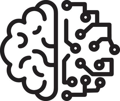 Artificial Intelligence icon symbol vector image. Illustration of the brain robot learning human smart algorithm design image.