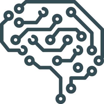 Artificial Intelligence icon symbol vector image. Illustration of the brain robot learning human smart algorithm design image.