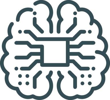 Artificial Intelligence icon symbol vector image. Illustration of the brain robot learning human smart algorithm design image.