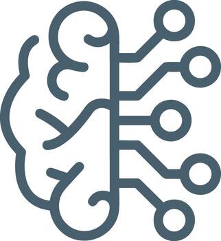 artificial inteligencia icono símbolo vector imagen. ilustración de el cerebro robot aprendizaje humano inteligente algoritmo diseño imagen.