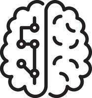 Artificial Intelligence icon symbol vector image. Illustration of the brain robot learning human smart algorithm design image.