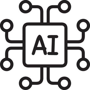 artificial inteligencia icono símbolo vector imagen. ilustración de el cerebro robot aprendizaje humano inteligente algoritmo diseño imagen.