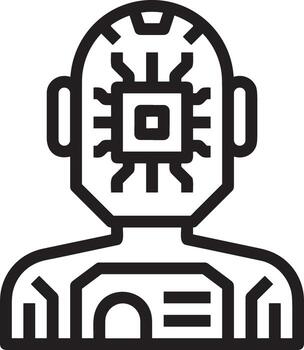 artificial inteligencia icono símbolo vector imagen. ilustración de el cerebro robot aprendizaje humano inteligente algoritmo diseño imagen.